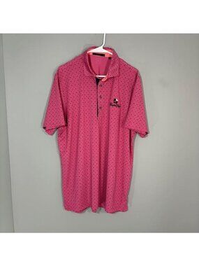 Greyson Polo Shirt Mens Large Pink Pumpkin Ridge Print Golf Stretch Jersey Top